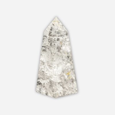 Obelisk made from natural crystal quartz gemstone, with a height of 7.5cm. Buy online shop.