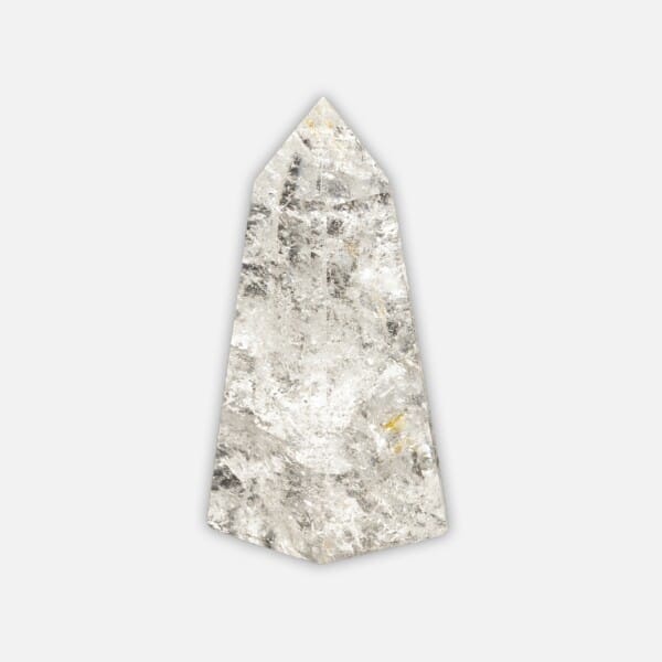 Obelisk made from natural crystal quartz gemstone, with a height of 7.5cm. Buy online shop.