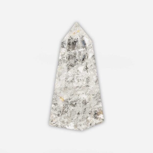 Obelisk made from natural crystal quartz gemstone, with a height of 7.5cm. Buy online shop.