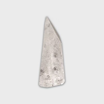 Polished 8.5cm point made from natural crystal quartz gemstone.  Buy online shop.