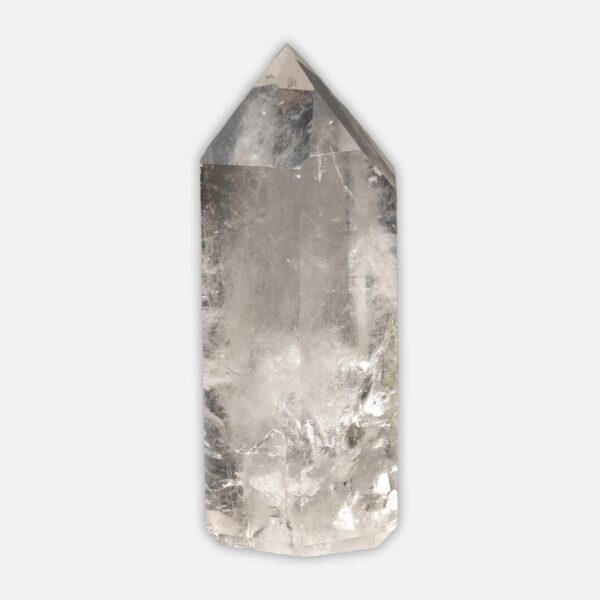 Polished 10.5cm point made from natural crystal quartz gemstone.  Buy online shop.