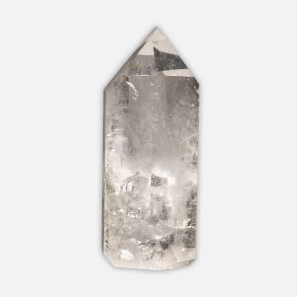 Polished 10.5cm point made from natural crystal quartz gemstone.  Buy online shop.