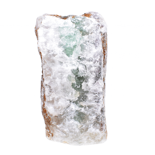 Raw 15cm piece of natural Fluorite gemstone, polished on one side. Buy online shop.