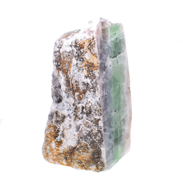 Raw 15cm piece of natural Fluorite gemstone, polished on one side. Buy online shop.