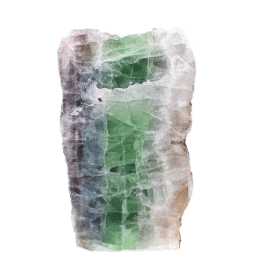 Ακατέργαστο κομμάτι φυσικής πέτρας Φθορίτη με μία γυαλισμένη πλευρά, ύψους 15cm. Αγοράστε online shop.