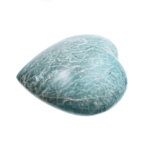 Handcrafted polished 8.5cm heart made from natural amazonite gemstone. Buy online shop.