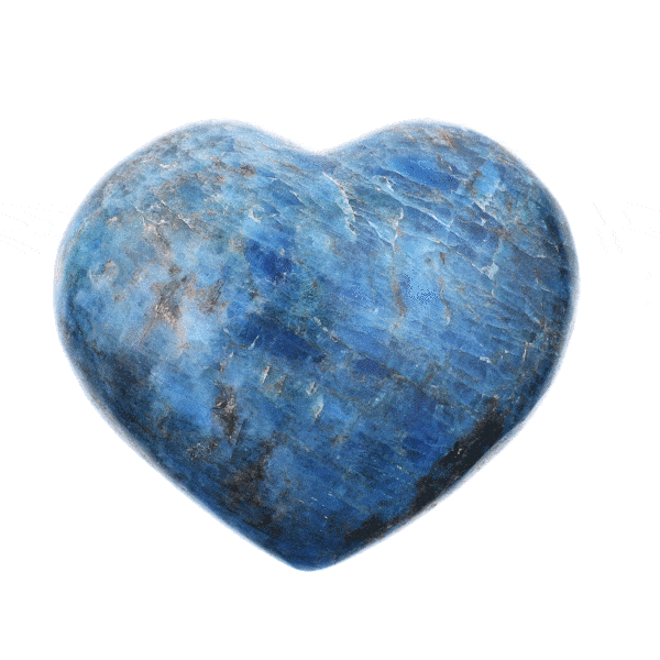 Handcrafted 8cm heart made from natural apatite gemstone with polished outline. Buy online shop.