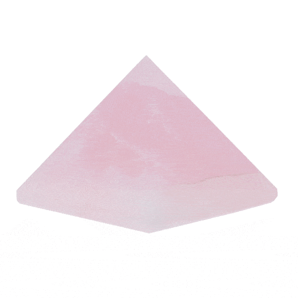 Pyramid made of natural rose quartz gemstone, with a height of 4,5cm. Buy online shop.