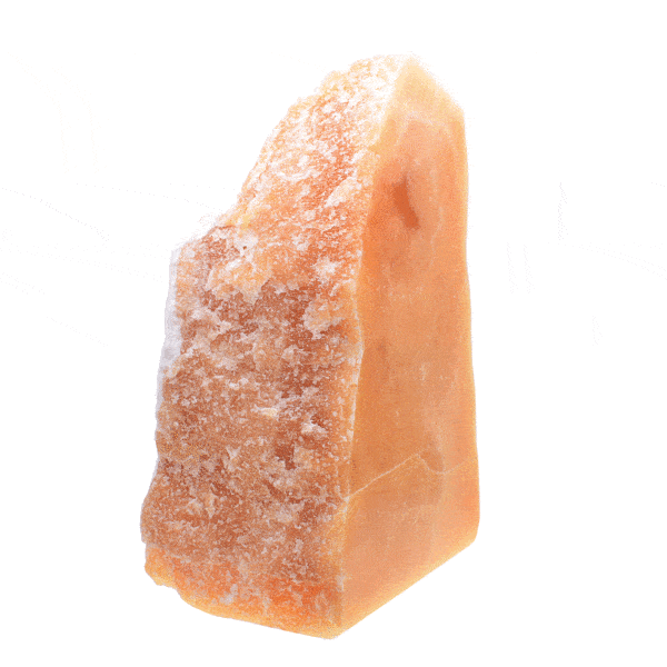 Raw 15.5cm piece of natural Calcite gemstone, polished on one side. Buy online shop.