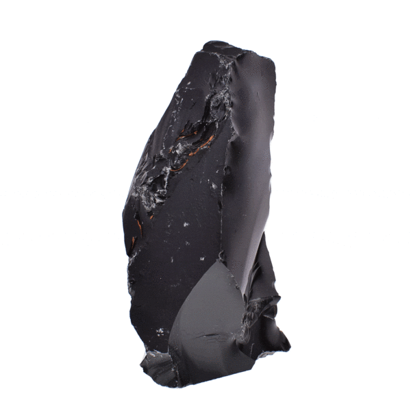 Raw 19cm piece of natural οbsidian gemstone, polished on one side. Buy online shop.