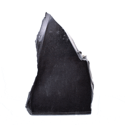 Ακατέργαστο κομμάτι φυσικής πέτρας Οψιδιανού με μία γυαλισμένη πλευρά, ύψους 17cm. Αγοράστε online shop.