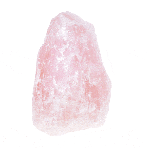 Raw 17.5cm piece of natural Rose Quartz gemstone, polished on one side. Buy online shop.