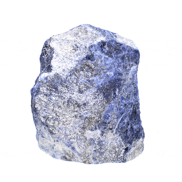 Ακατέργαστο κομμάτι φυσικής πέτρας Σοδάλιθου με μία γυαλισμένη πλευρά, ύψους 14cm. Αγοράστε online shop.