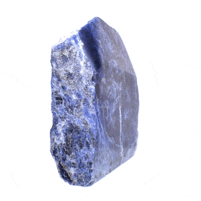 Ακατέργαστο κομμάτι φυσικής πέτρας Σοδάλιθου με μία γυαλισμένη πλευρά, ύψους 14cm. Αγοράστε online shop.