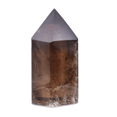 Γυαλισμένο point από φυσικό πέτρωμα Καπνώδους Χαλαζία ύψους 9cm.