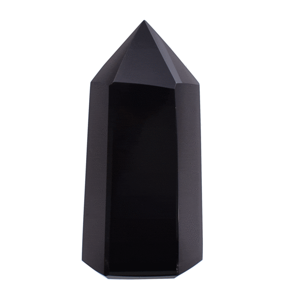 Polished 9.5cm point made from natural obsidian gemstone. Buy online shop.