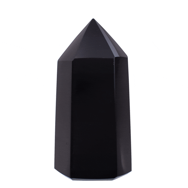 Polished 9.5cm point made from natural obsidian gemstone. Buy online shop.