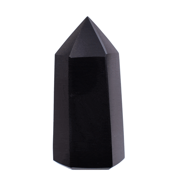 Polished 9.5cm point made from natural obsidian gemstone. Buy online shop.