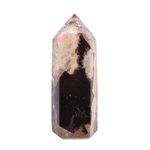 Polished 12cm point made from natural black opal gemstone. Buy online shop.