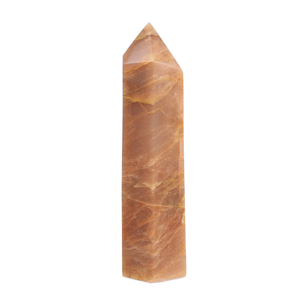 Polished 14cm point made from natural peach moonstone gemstone. Buy online shop.