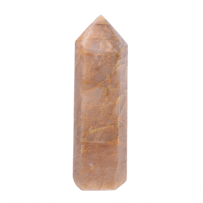 Polished 14cm point made from natural peach moonstone gemstone. Buy online shop.