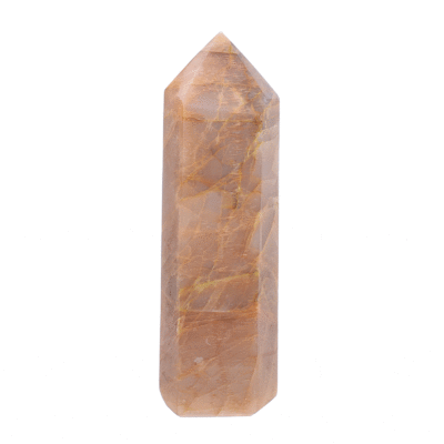 Polished 14cm point made from natural peach moonstone gemstone. Buy online shop.