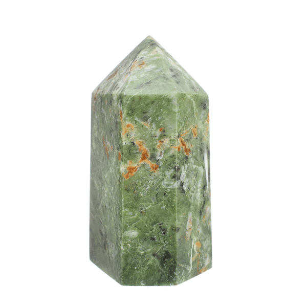 Polished 9cm point made from natural serpentine gemstone. Buy online shop.