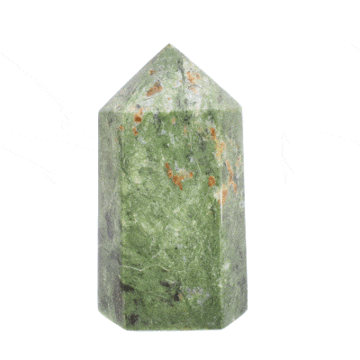 Polished 9cm point made from natural serpentine gemstone. Buy online shop.