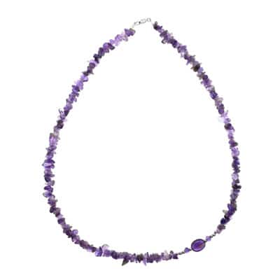 Handmade necklace made of natural amethyst and faceted hematite gemstones. The necklace has a sterling silver clasp. Buy online shop.