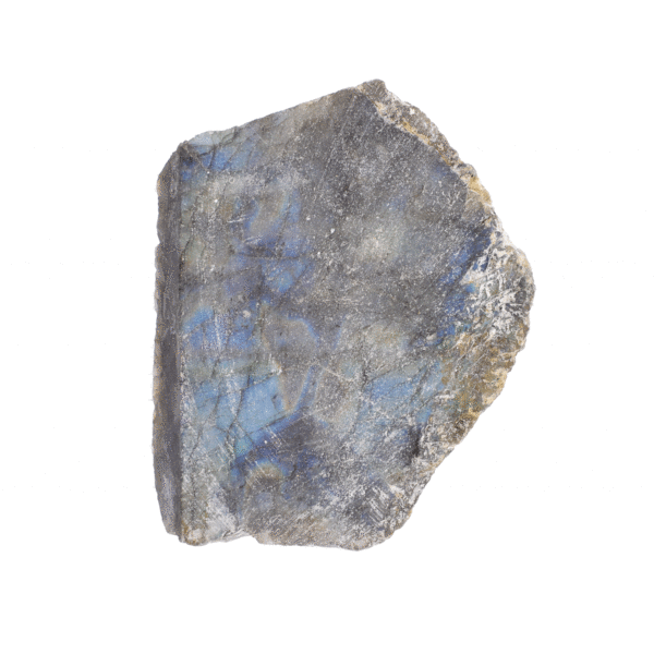Raw 8.5cm piece of natural labradorite gemstone with one polished side. Buy online shop.