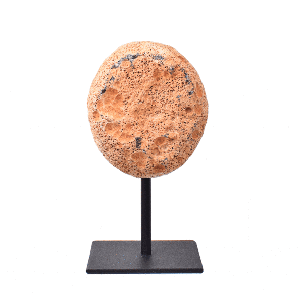 Natural agate geode gemstone with crystal quartz, embedded into a black metallic base. The product has a height of 14cm. Buy online shop.