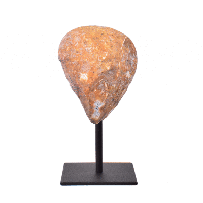 Natural agate geode gemstone with crystal quartz, embedded into a black metallic base. The product has a height of 14.5cm.  Buy online shop.