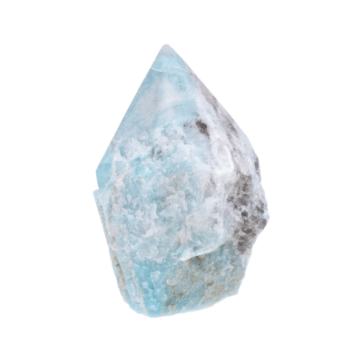 Polished top 10cm point made from raw natural amazonite gemstone.  Buy online shop.