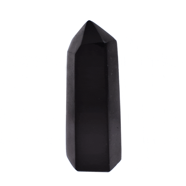 Polished 11cm point made form natural black tourmaline gemstone.