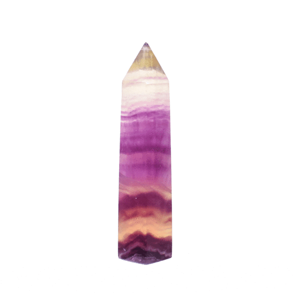 Polished 8.5cm point made from natural fluorite gemstone.