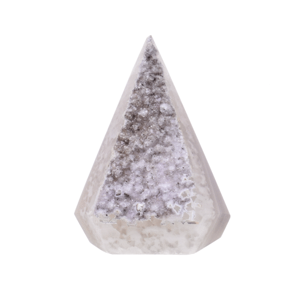 Polished 6.5cm point made from natural agate gemstone with crystal quartz.