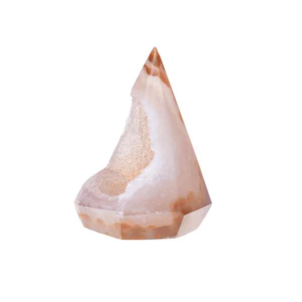 Polished 7cm point made from natural agate gemstone with crystal quartz.
