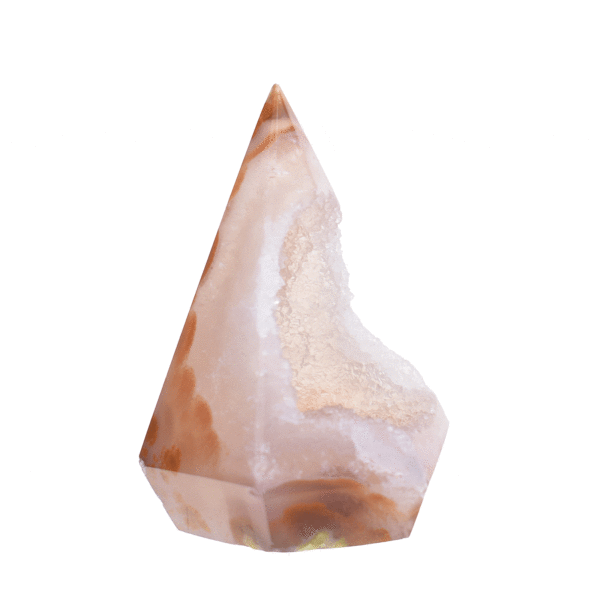 Polished 7cm point made from natural agate gemstone with crystal quartz.