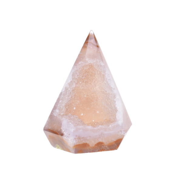Polished 7cm point made from natural agate gemstone with crystal quartz.