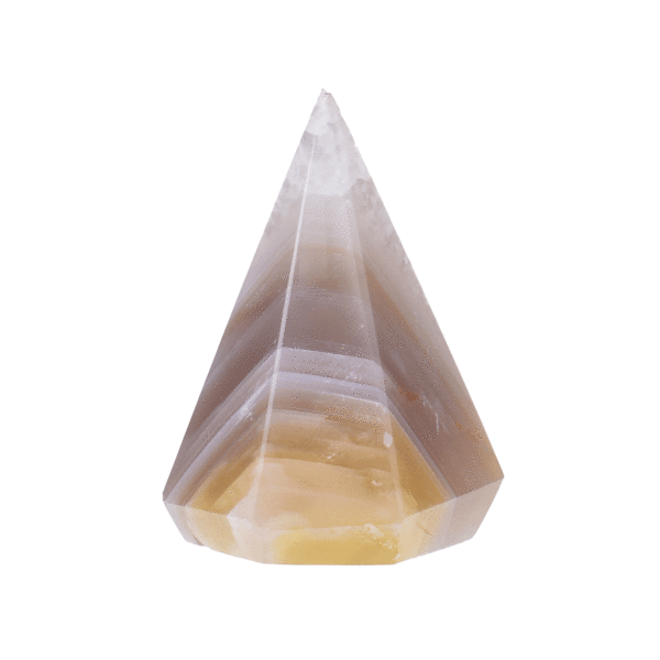 Polished 6.5cm point made from natural agate gemstone with crystal quartz.