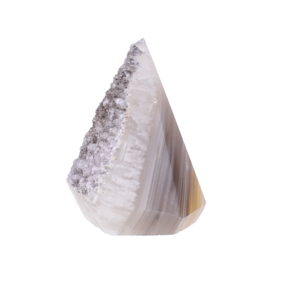 Polished 6.5cm point made from natural agate gemstone with crystal quartz.
