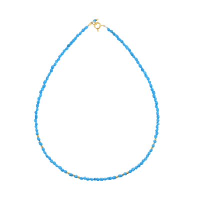 Handmade necklace with natural Arizona Turquoise stones of excellent quality, in the shape of polished pebble.