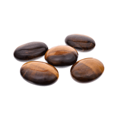 Polished Tiger's eye palm stones, with rich vibrant colours and distinctive golden and brown shimmers that stand out. The size ranges from 4.5cm to 5.0cm, ideal for meditation, energy protection or as a decorative and collectible piece.