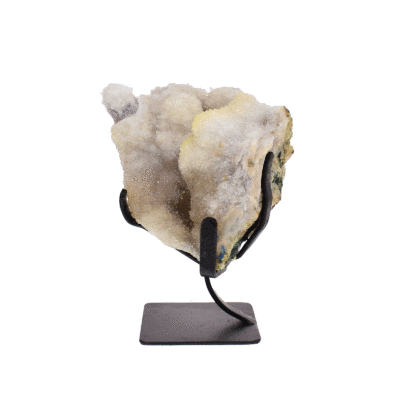 A unique natural piece of chalcedony stalactite, with tiny, shiny crystal quartz.