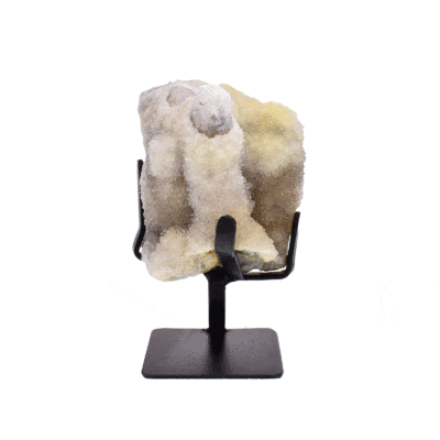 A unique natural piece of chalcedony stalactite, with tiny, shiny crystal quartz.